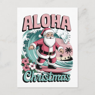 Aloha Weihnachten Hawaii Santa Surfen Tropisch Postkarte