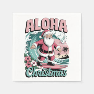 Aloha Weihnachten Hawaii Santa Surfen Tropisch Serviette