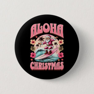 Aloha Weihnachten Santa Claus Surfen Hawaiian Mele Button