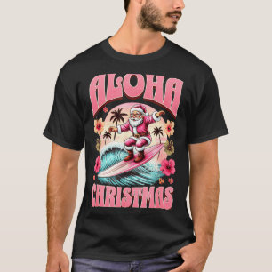 Aloha Weihnachten Santa Claus Surfen Hawaiian Mele T-Shirt