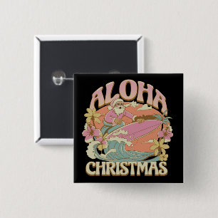 Aloha Weihnachten Surfen Santa Hawaiian Kalikimaka Button