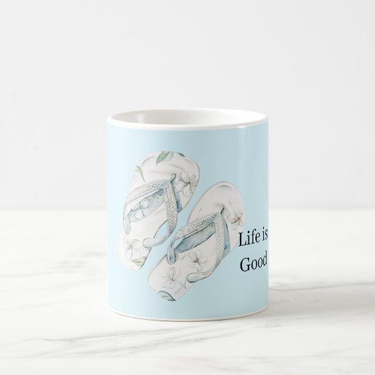 Aloha Weiße Blumen Flip Flops Kaffeetasse (Mittel)