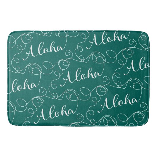 ALOHA weißes, nahtloses Muster mit LINES Badematte (Vorderseite)