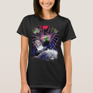 Aloha Weltraumkatze Ufo Laser-Augen-Alien-Katzen-I T-Shirt