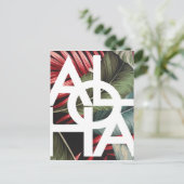Aloha White Square Red Palm Postkarte (Stehend Vorderseite)