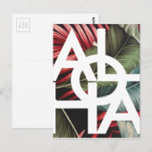 Aloha White Square Red Palm Postkarte (Vorne/Hinten)