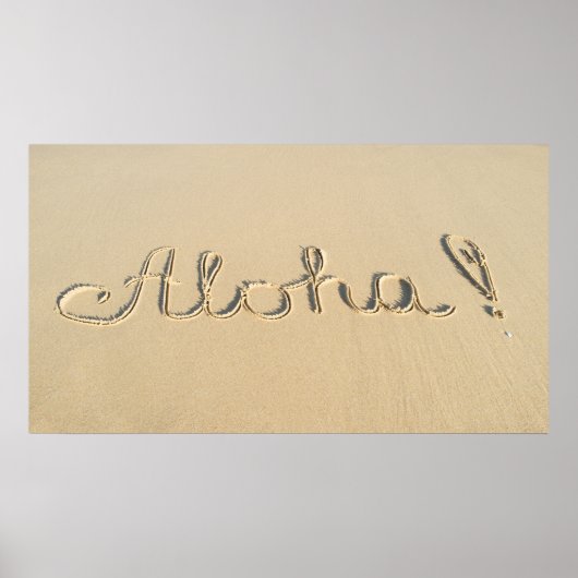 Aloha Wortzeichen auf dem Strand Sand Poster (Vorne)