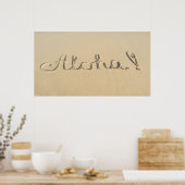 Aloha Wortzeichen auf dem Strand Sand Poster (Küche)