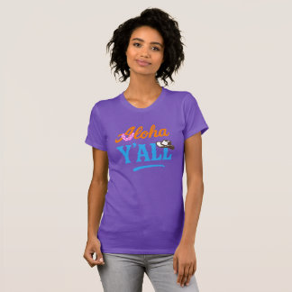 Aloha Y'all Hawaii Texas Funny Purple Graphic T-Shirt