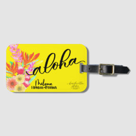 Aloha Yellow Tropical Tag - Malama Honua Ohana Gepäckanhänger