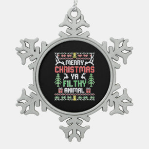 Alone At Home Movies Merry Christmas You Filty Schneeflocken Zinn-Ornament