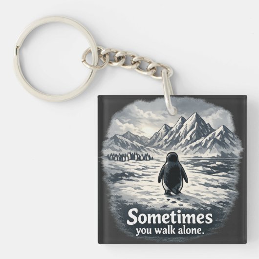 Alone Penguin on Icy Horizon Schlüsselanhänger (Vorderseite)