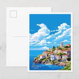 Alonissos Griechenland Kunst Vintage Reise Illustr Postkarte