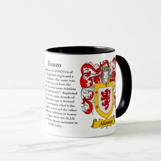 Alonzo Familien-Wappen Tasse (VorderseiteRechts)