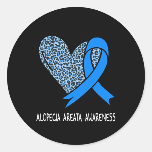Alopecia Areata Awareness Blue Ribbon Runder Aufkleber (Vorderseite)