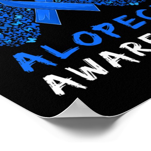 Alopecia Areata Awareness Month Blue Ribbon Poster (Ecke)