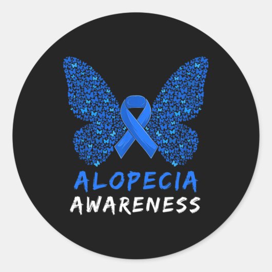 Alopecia Areata Awareness Month Blue Ribbon Runder Aufkleber (Vorderseite)