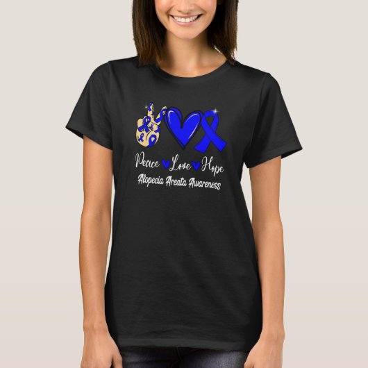 Alopecia Areata Bewusstsein Frieden Liebe Hoffnung T-Shirt (Vorderseite)