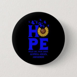 Alopecia Areata Blue Hope Vintag Sonnenblume Aware Button