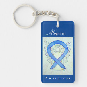 Alopecia Awareness Blue Ribbon Engel Schlüsselkett Schlüsselanhänger