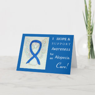 Alopecia Awareness Blue Ribbon Grußkarte Karte