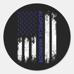 Alopecia Awareness Haair Loss Krieger Flag Tool Su Runder Aufkleber