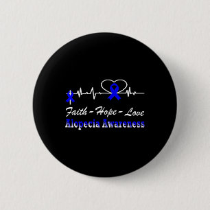 Alopecia Awareness Heartbeat Christliches blaues K Button