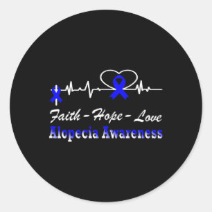 Alopecia Awareness Heartbeat Christliches blaues K Runder Aufkleber
