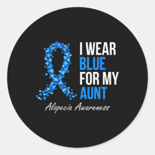 Alopecia Awareness Ich trage Blue für meine Tante Runder Aufkleber