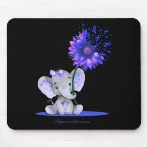 ALOPECIA AWARENESS Niedlich Elephant Sunflower Blu Mousepad
