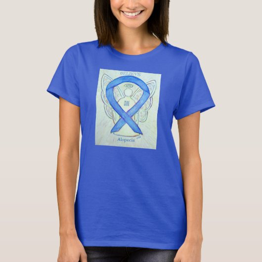 Alopecia Blue Awareness Ribbon Engel Custom Shirt (Vorderseite)