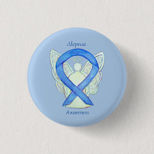 Alopecia Engel Awareness Blue Ribbon Custom Button