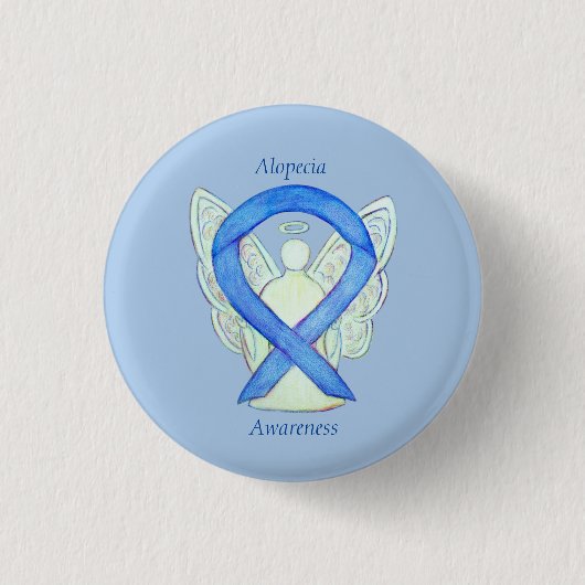 Alopecia Engel Awareness Blue Ribbon Custom Button (Vorderseite)