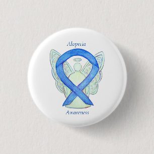 Alopecia Engel Awareness Blue Ribbon Custom Button