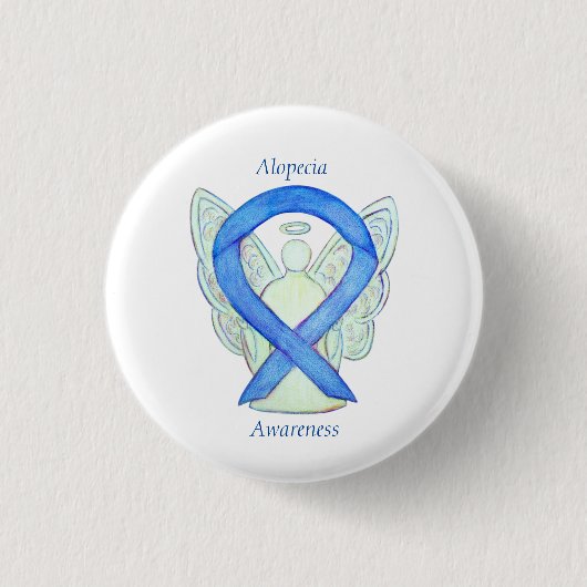 Alopecia Engel Awareness Blue Ribbon Custom Button (Vorderseite)