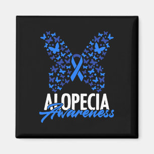 Alopezie Awareness Blue Ribbon Butterfly Alopezie Magnet