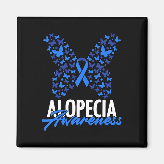 Alopezie Awareness Blue Ribbon Butterfly Alopezie Magnet (Vorne)