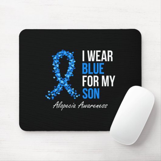 Alopezie Awareness Ich trage Blau für meinen Sohn Mousepad (Mit Mouse)