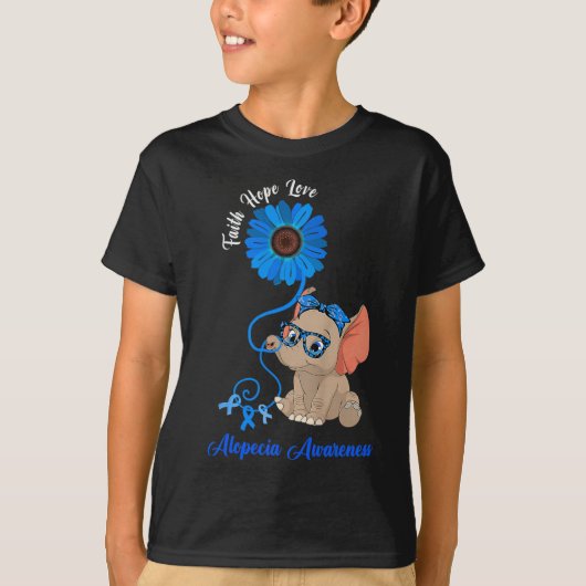 Alopezie Bewusstsein Elefant Glaube Hoffnung Liebe T-Shirt (Vorderseite)