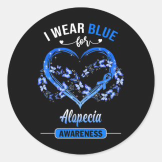 Alopezie Bewusstsein ich trage blaues Schmetterlin Runder Aufkleber