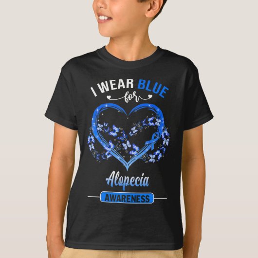 Alopezie Bewusstsein ich trage blaues Schmetterlin T-Shirt (Vorderseite)