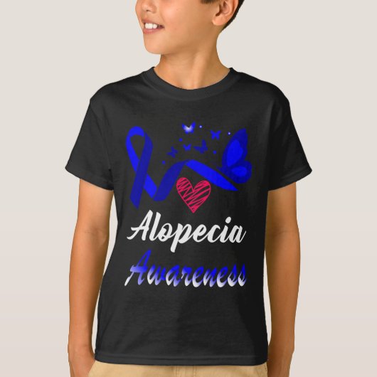 Alopezie Sensibilisierung Schmetterlinge Blue Ribb T-Shirt (Vorderseite)