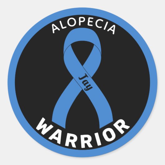Alopezie Warrior Ribbon Black Round Sticker (Vorderseite)