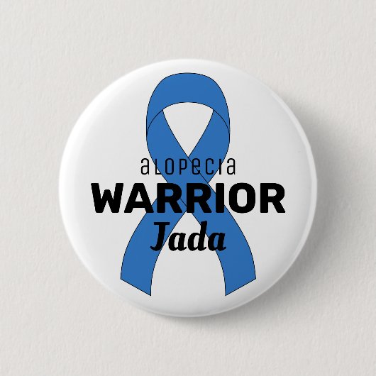 Alopezie Warrior Ribbon weiße Taste Button (Vorderseite)