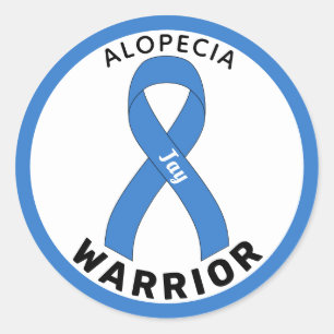 Alopezie Warrior Ribbon White Round Sticker