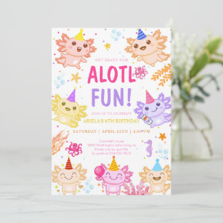 Alotl Fun Axolotl Under Sea Birthday Einladung