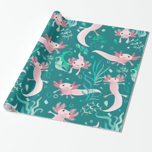 Alotta Pink Axolotls auf Aquamarinem Wrapping Pape Geschenkpapier