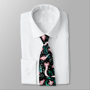 Alotta Pink Axolotls auf dem Schwarzen Neck Tie Krawatte