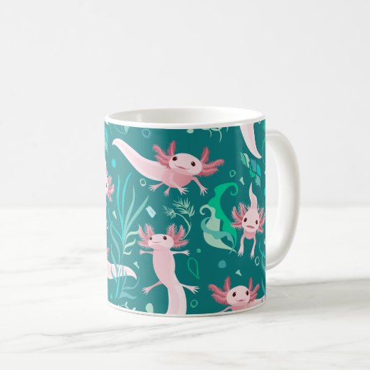 Alotta Pink Axolotls auf der Aquamarinen Tasse (VorderseiteRechts)