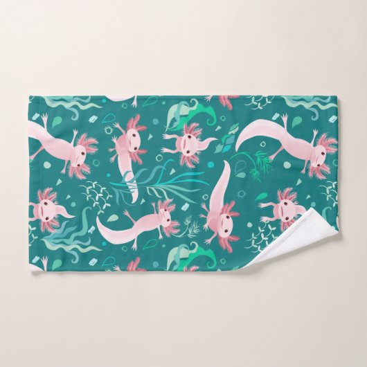 Alotta Pink Axolotts auf Aquamarinem Bath Set (Handtuch)
